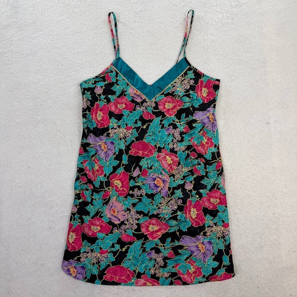 Interludes 90s Vintage Fairy Dark Romantic Whimsy Satin Babydoll Slip Dress Sz M